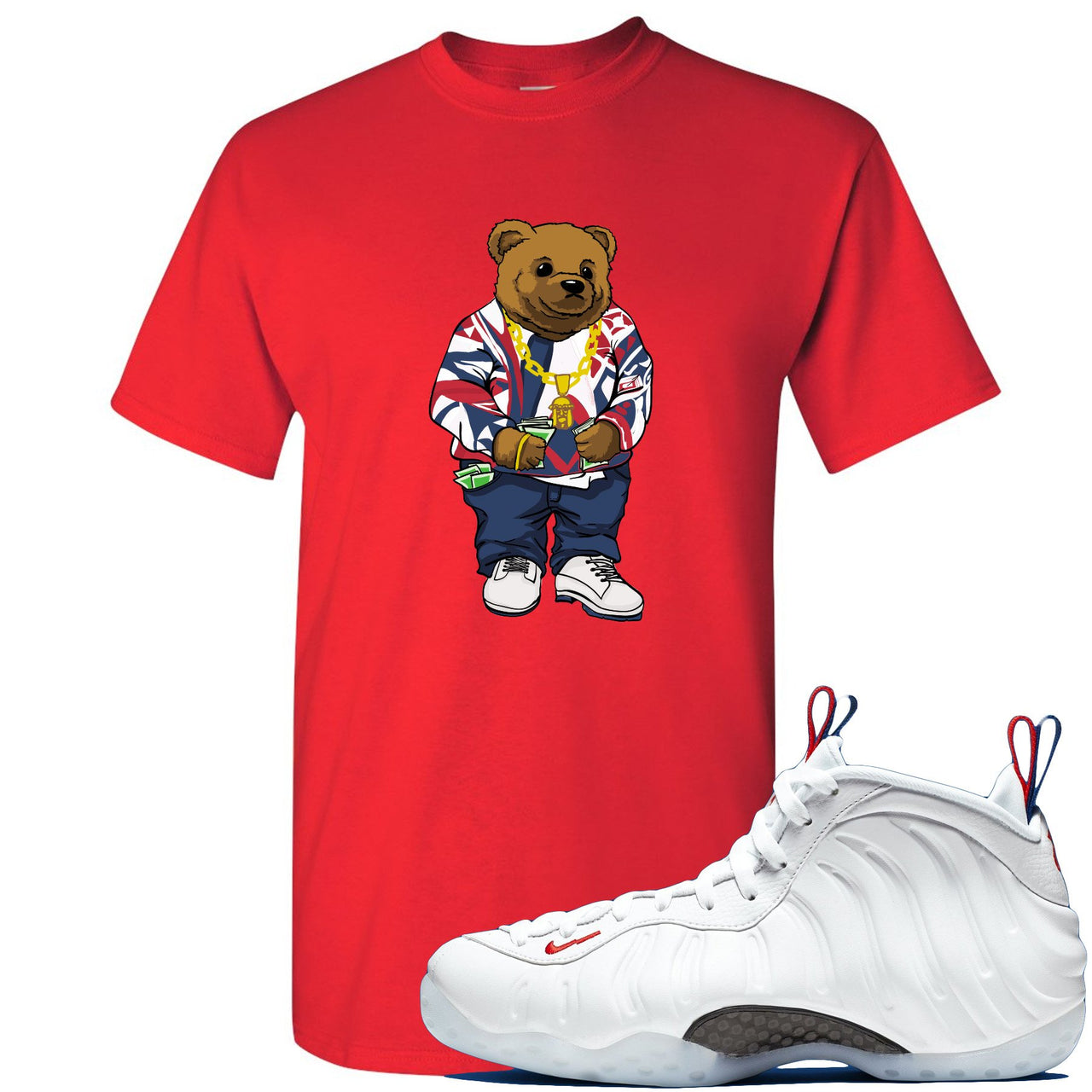 USA One Foams T Shirt | Sweater Bear, Red