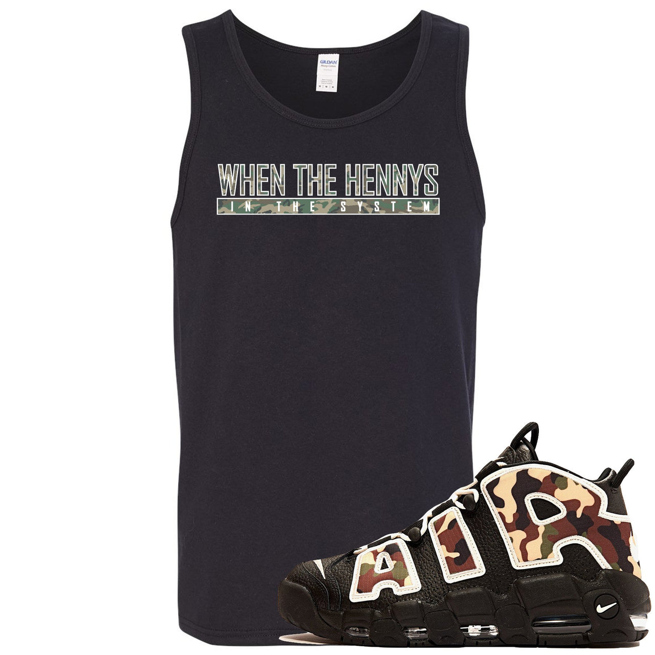 Camo Uptempos Mens Tank Top | When The Hennys In The Sytem, Black