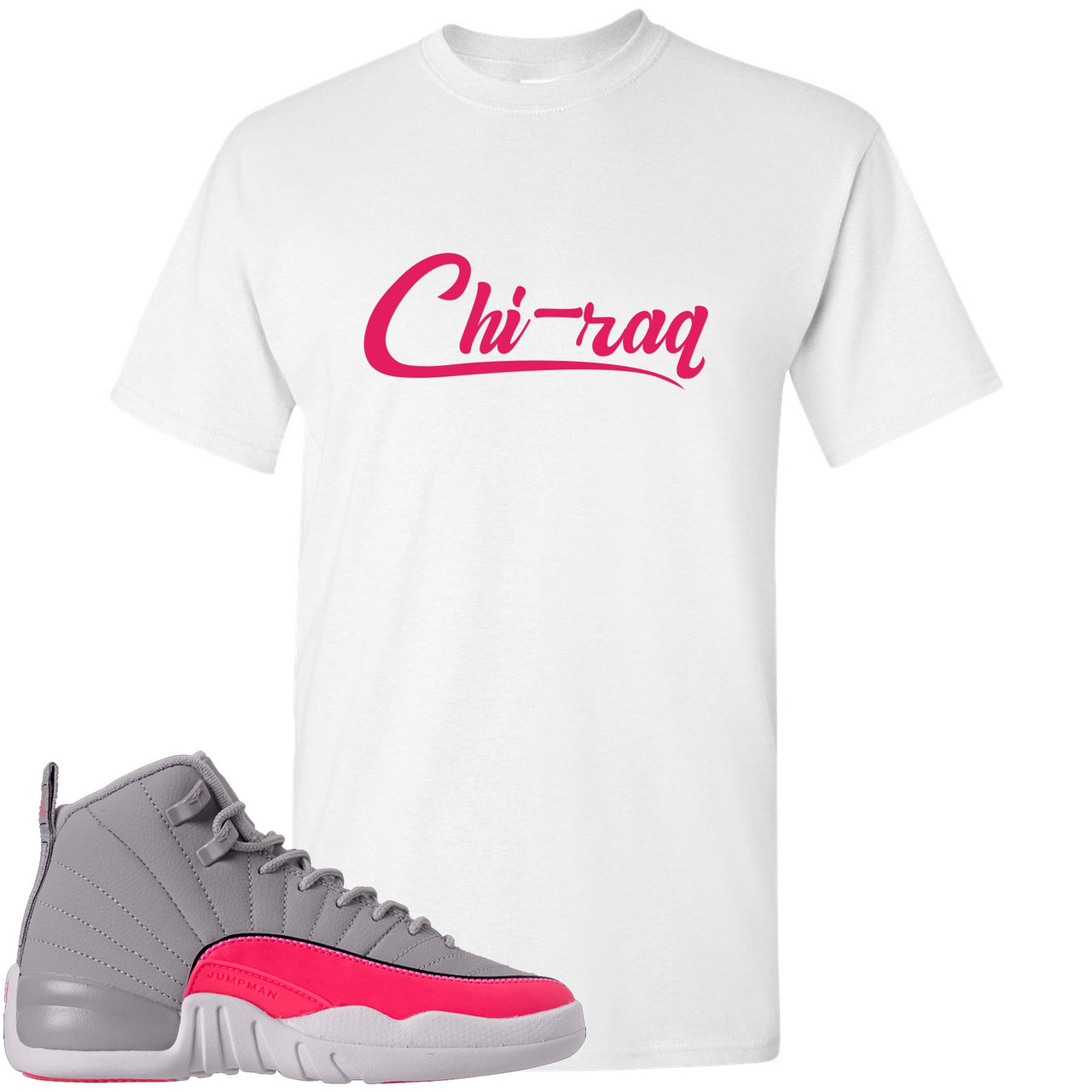 Grey Pink 12s T Shirt | Chiraq, White