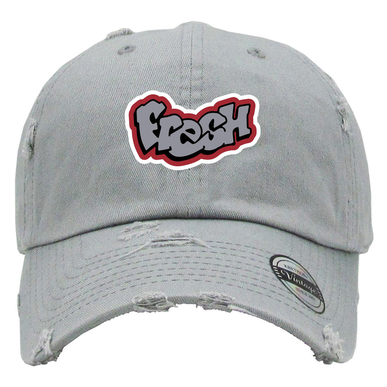Bred 2019 4s Distressed Dad Hat | Fresh Logo, Gray