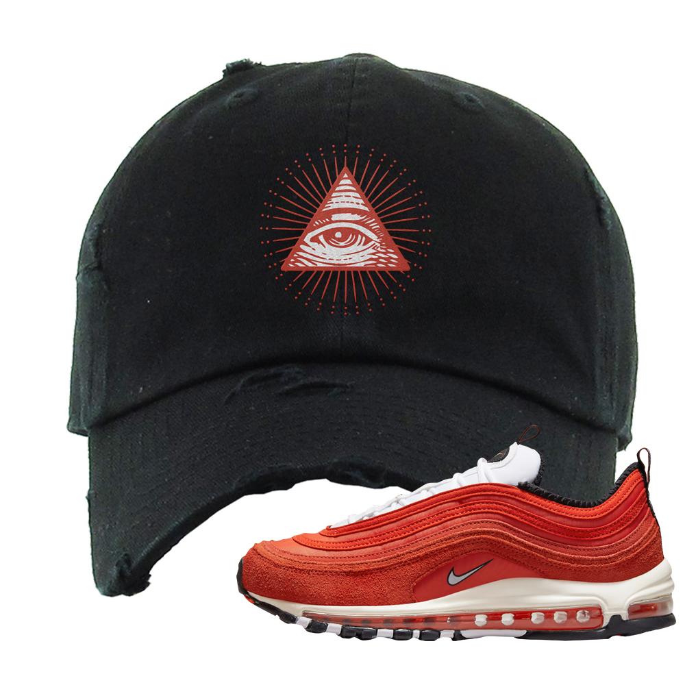 Blood Orange 97s Distressed Dad Hat | All Seeing Eye, Black