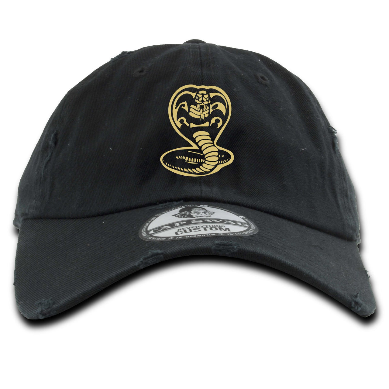 Reptile WMNS 12s Distressed Dad Hat | Cobra Snake, Black