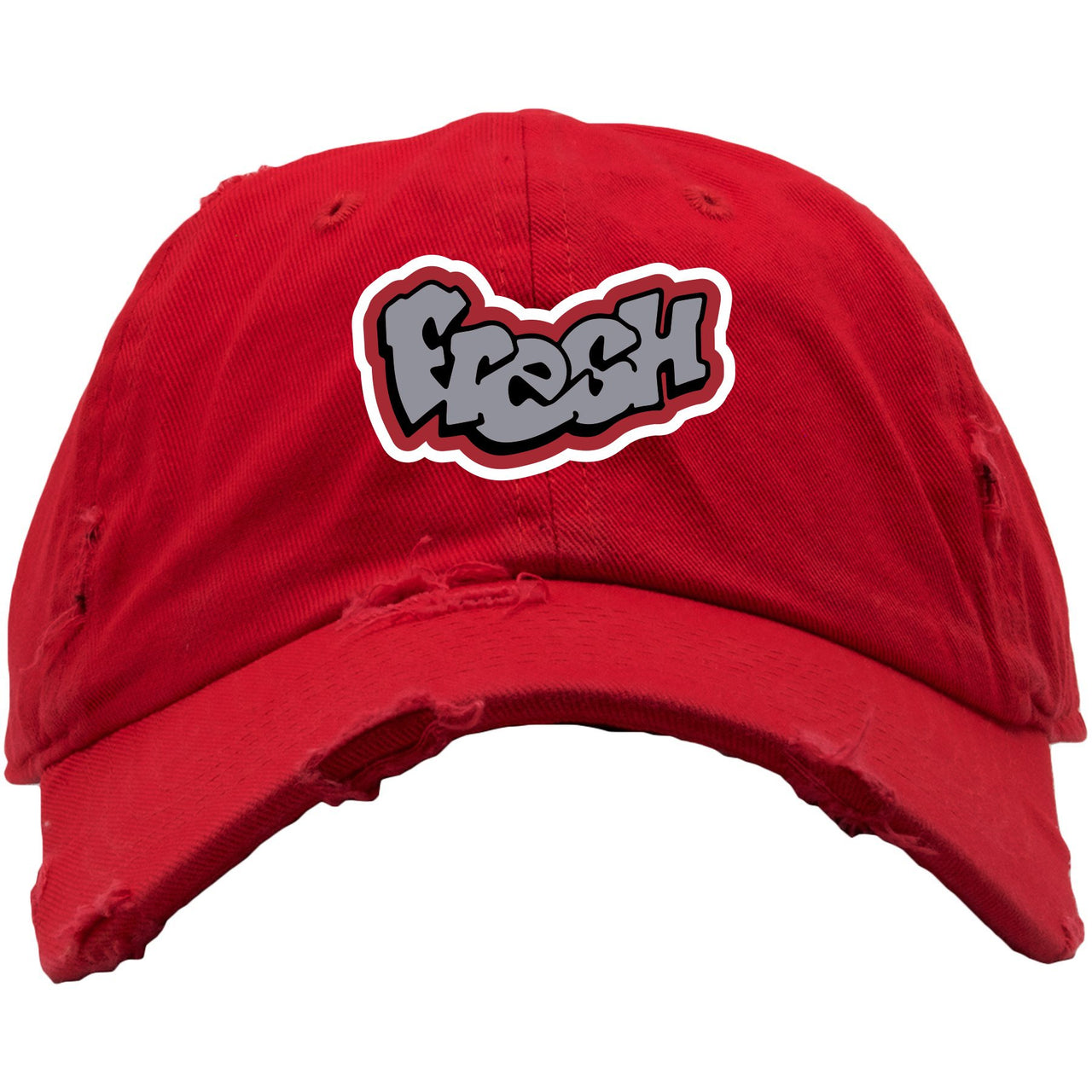 Bred 2019 4s Distressed Dad Hat | Fresh Logo, Red