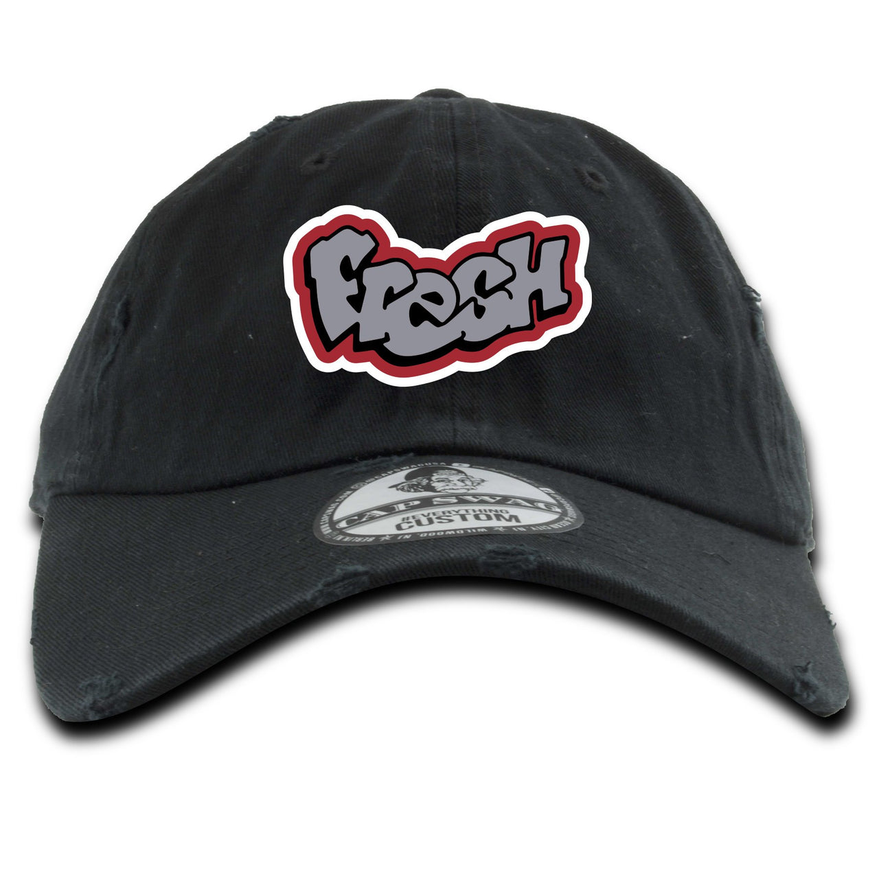 Bred 2019 4s Distressed Dad Hat | Fresh Logo, Black