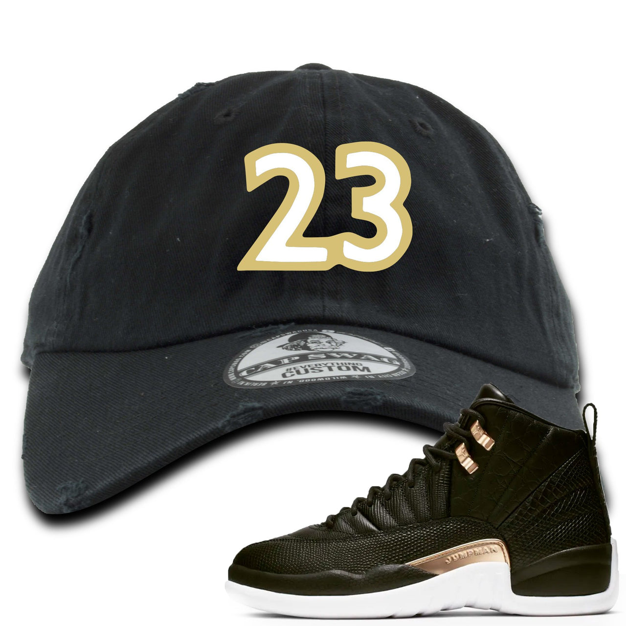 Reptile WMNS 12s Distressed Dad Hat | 23, Black