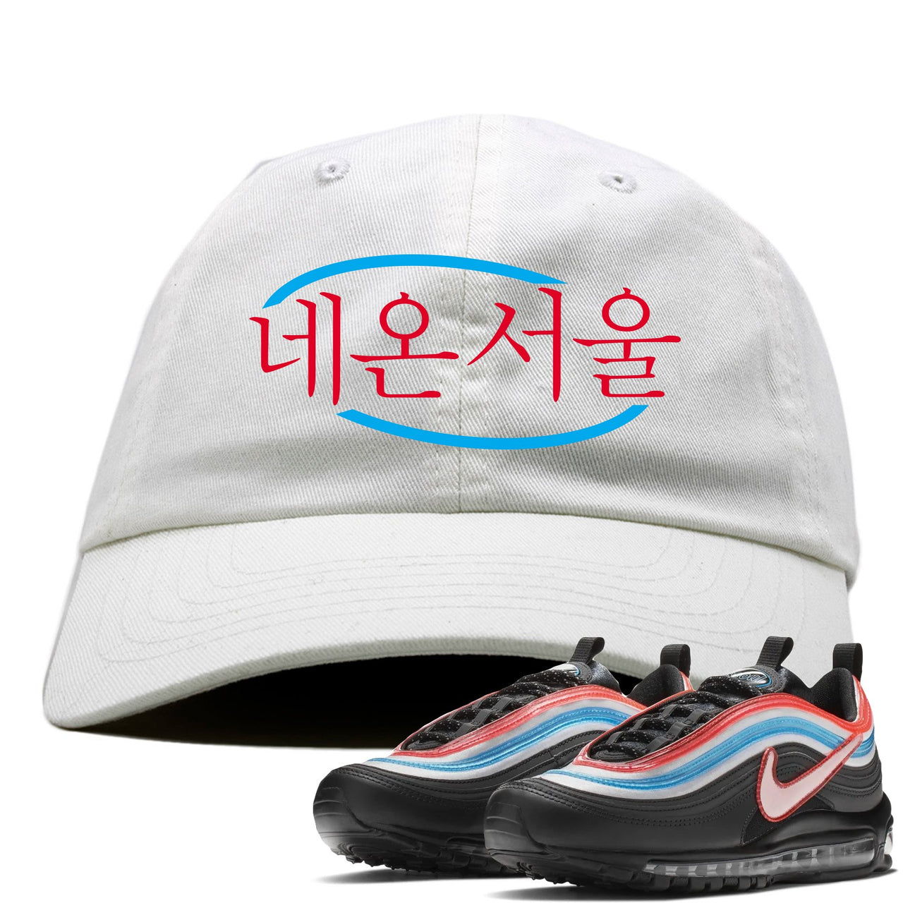 Neon Seoul 97s Dad Hat | Seoul in Korean, White