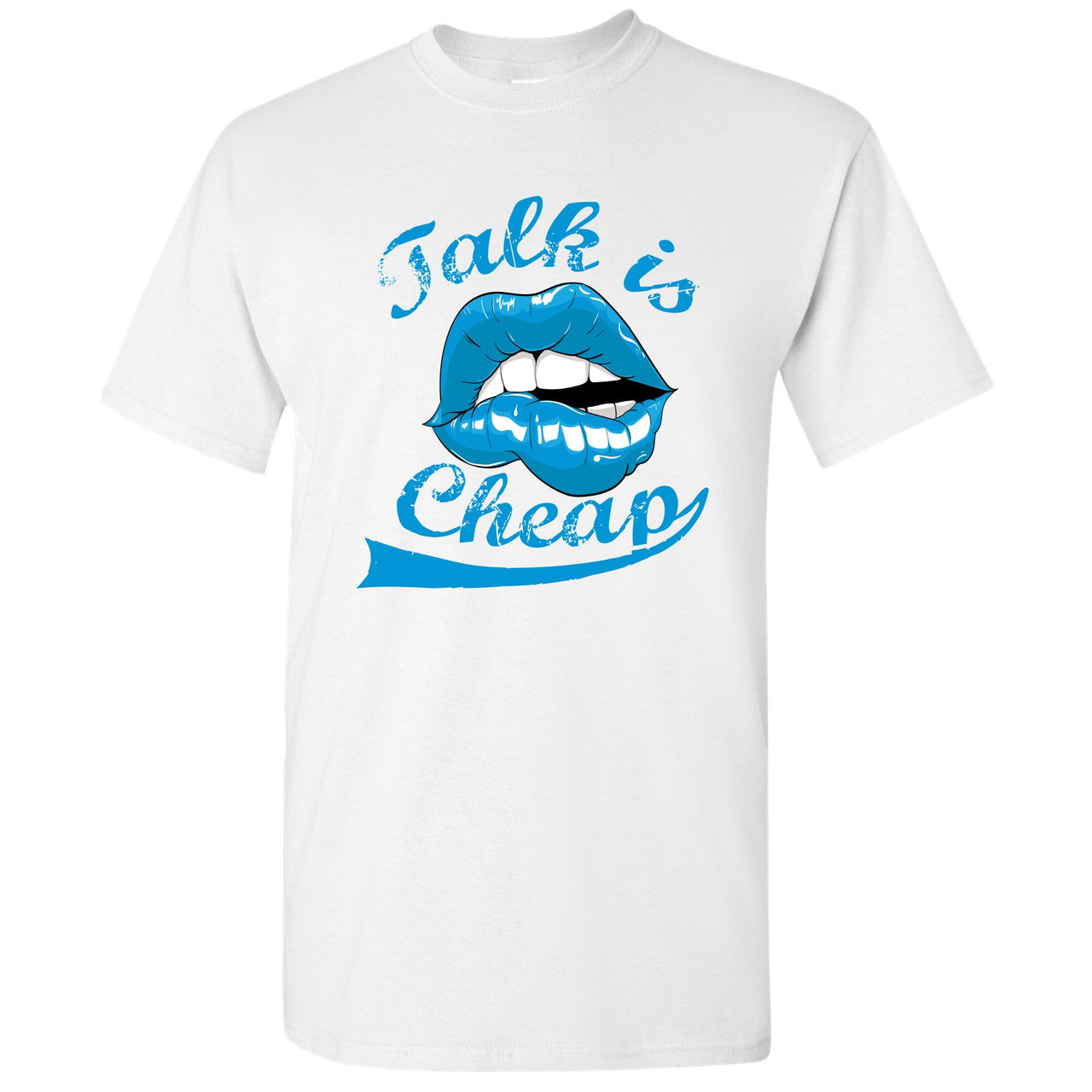 University Blue Blazers T Shirt | Talking Lips, White
