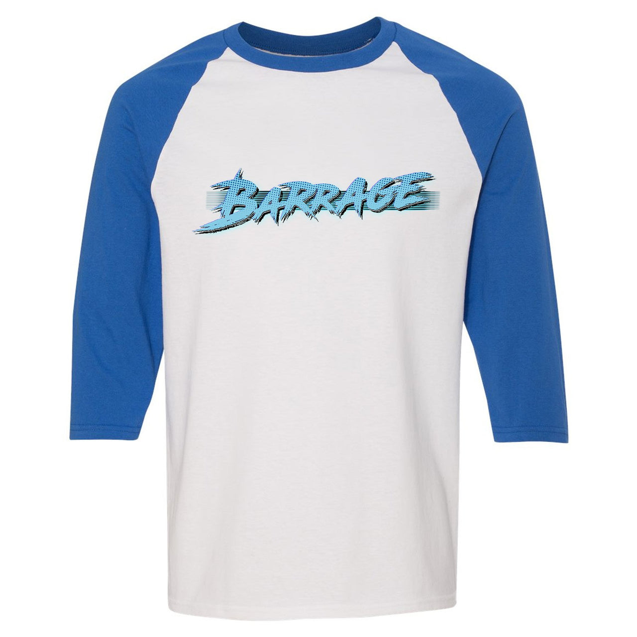 Cabana Mid Barrages Raglan T Shirt | Barrage, White and Royal Blue