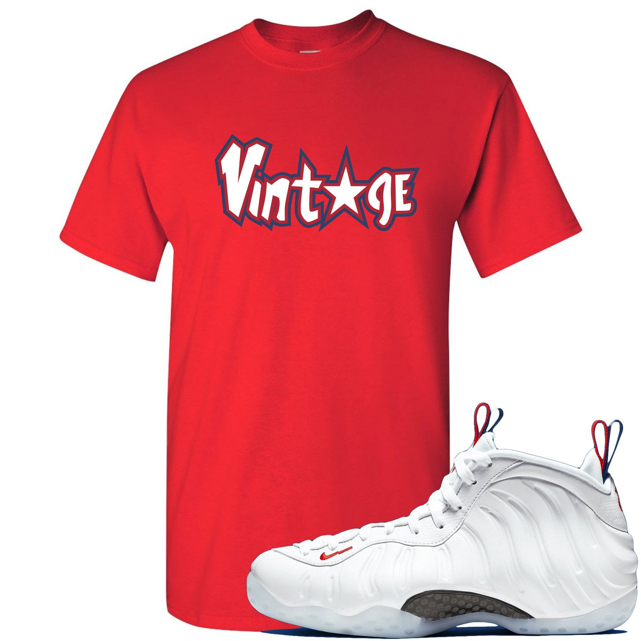 USA One Foams T Shirt | Vintage Star, Red