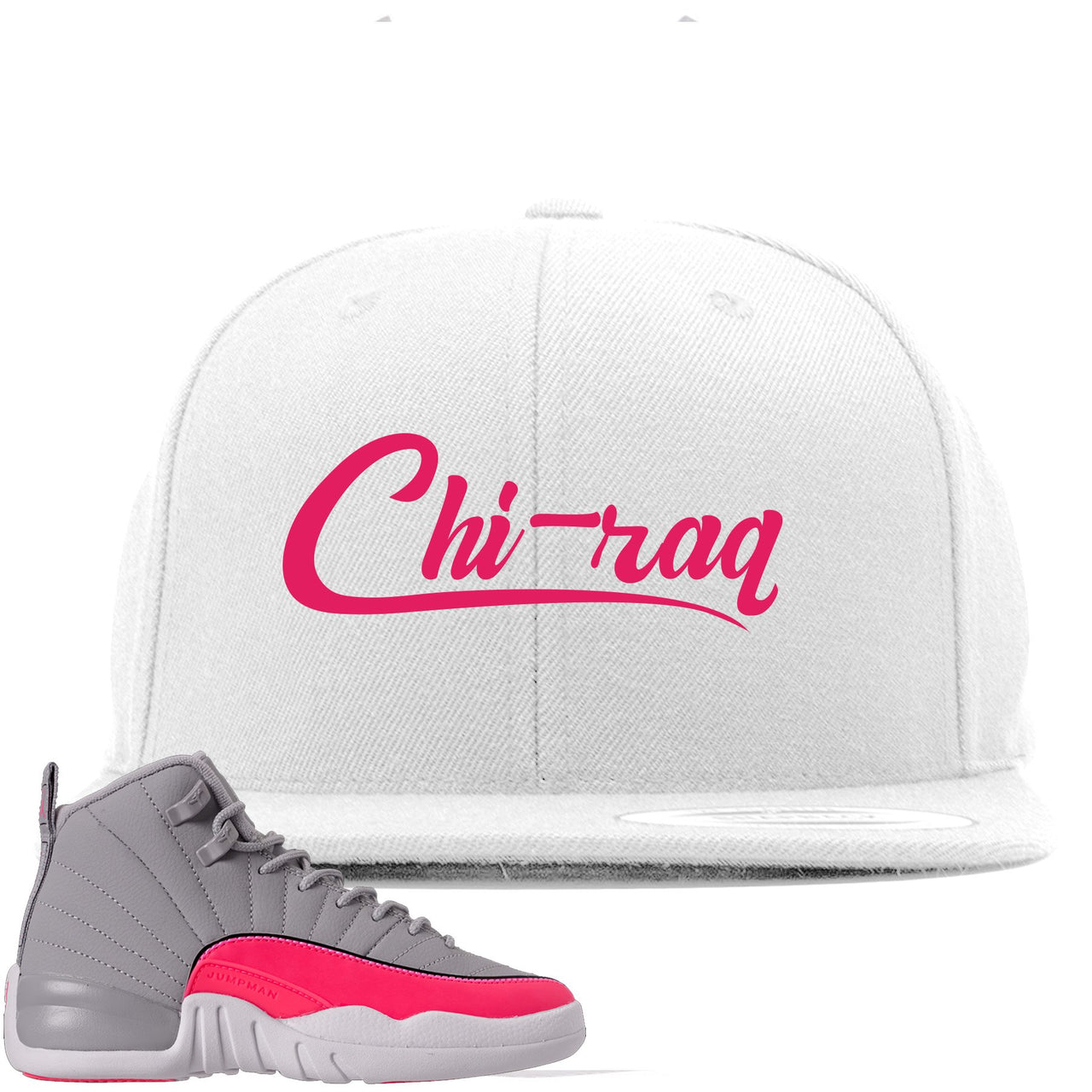 Grey Pink 12s Snapback | Chiraq, White