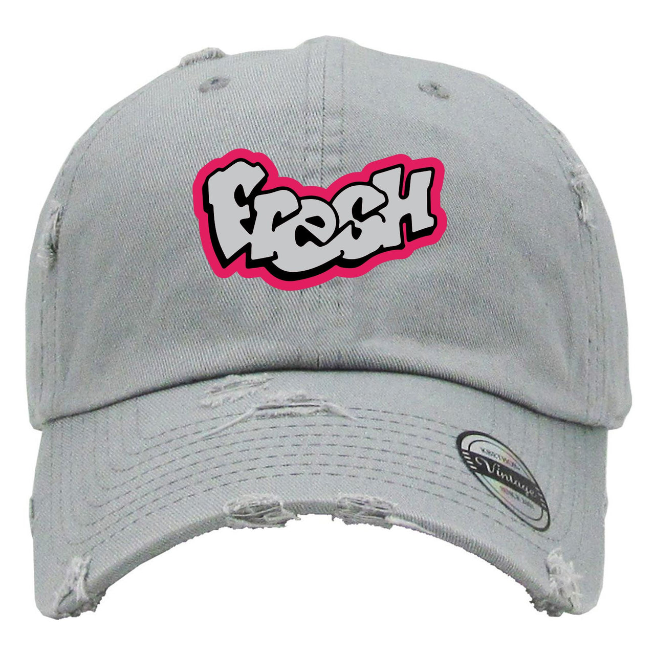 Grey Pink 12s Distressed Dad Hat | Fresh, Light Grey
