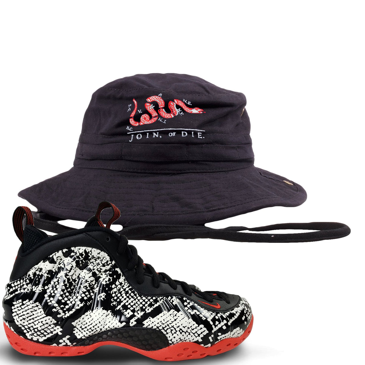 Snakeskin Foam Ones Bucket Hat | Join or Die, Black