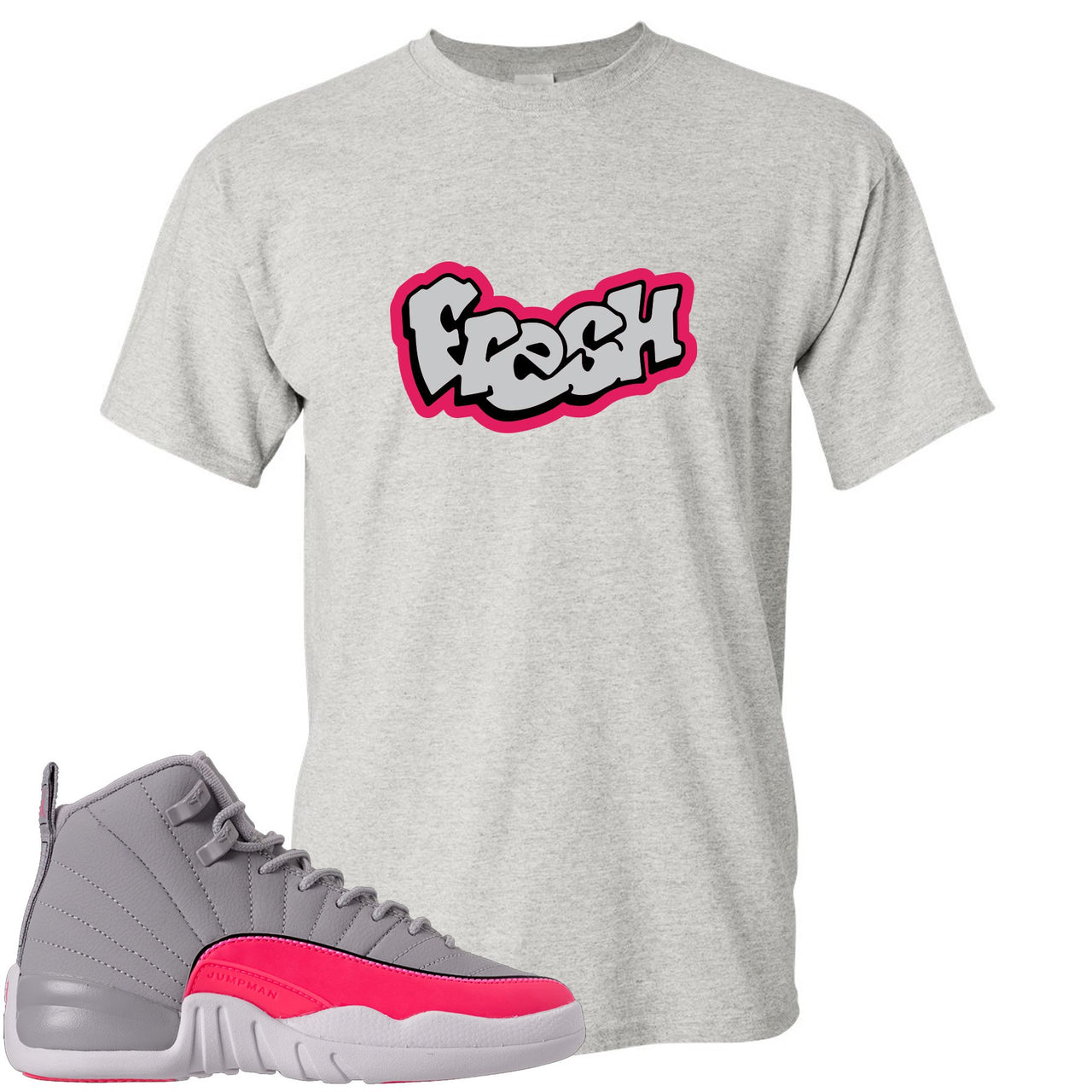 Grey Pink 12s T Shirt | Fresh, Sports Grey