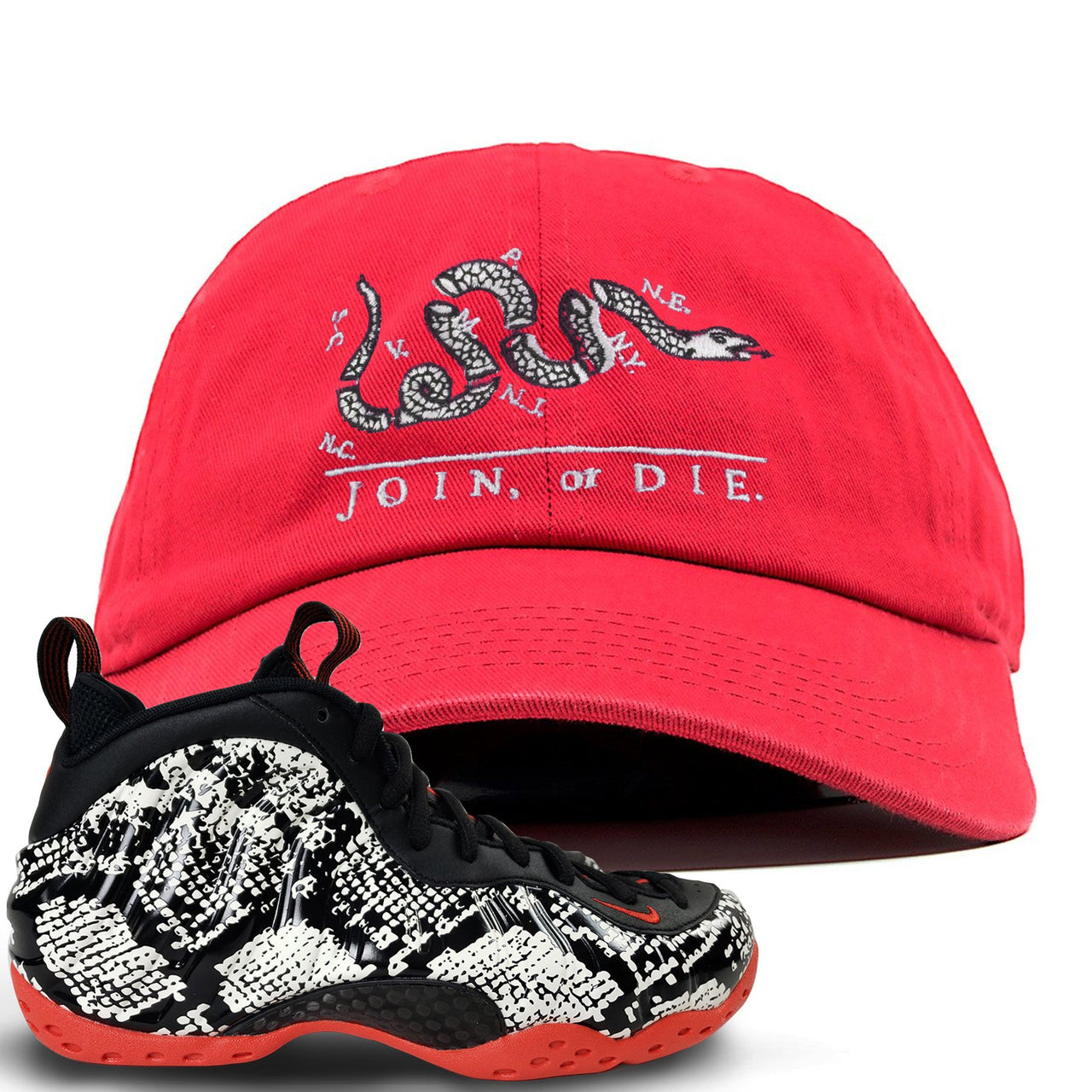 Snakeskin Foam Ones Dad Hat | Join or Die, Red