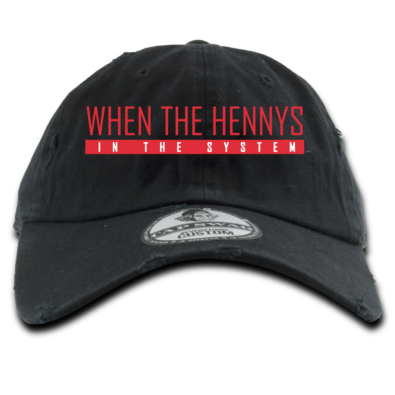 Bred 2019 4s Distressed Dad Hat | When the Hennys, Black