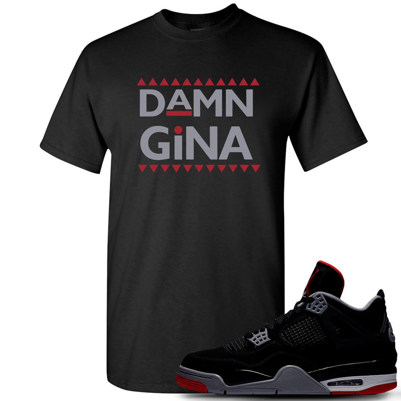This black and grey t-shirt will match great with your Air Jordan 4 Bred shoes