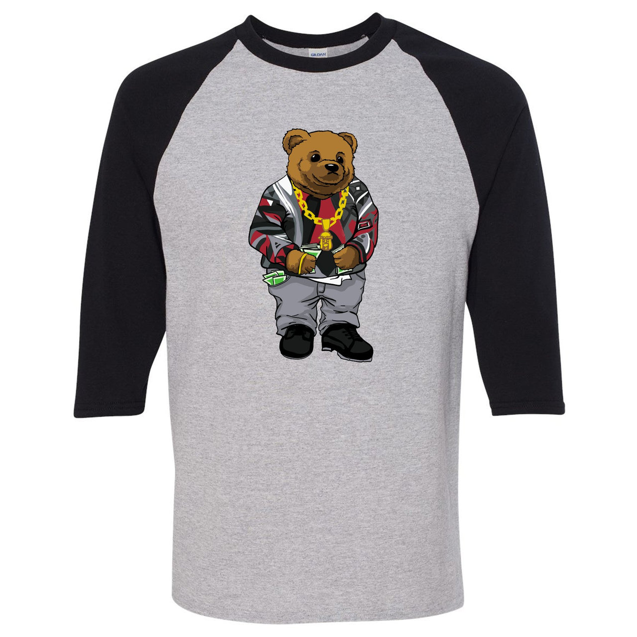 Reflections of a Champion 8s Raglan T Shirt | Sweater Bear, Sports Gray and Black