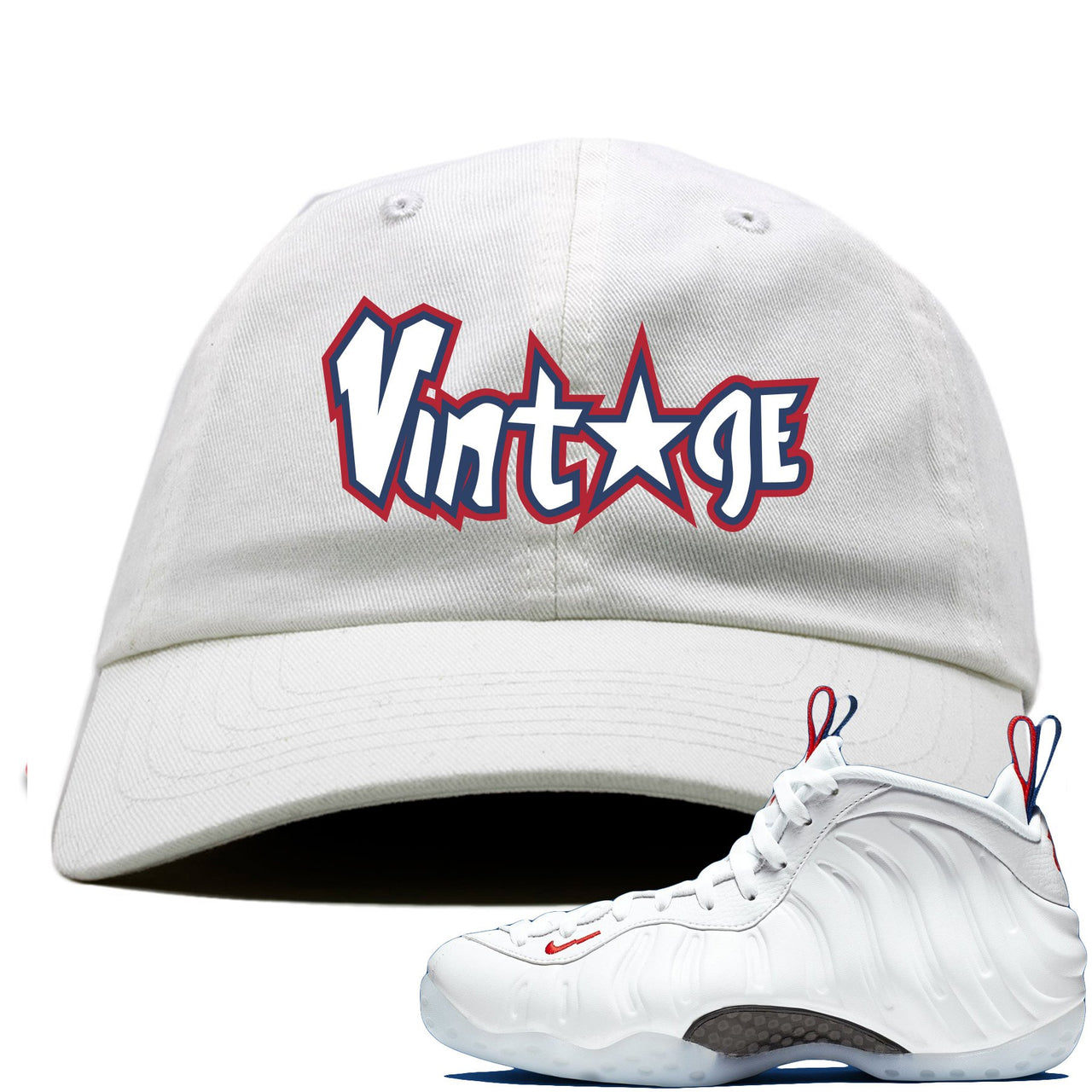 USA One Foams Dad Hat | Vintage Star, White