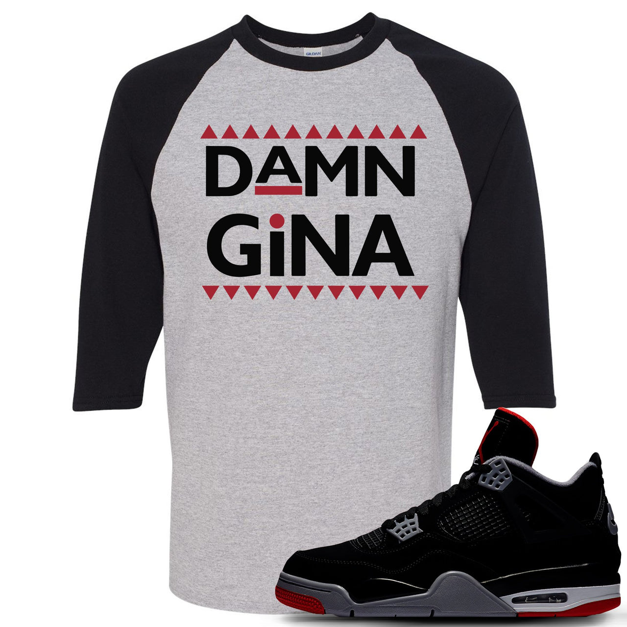 This grey and black t-shirt will match great with your Air Jordan 4 Bred shoes