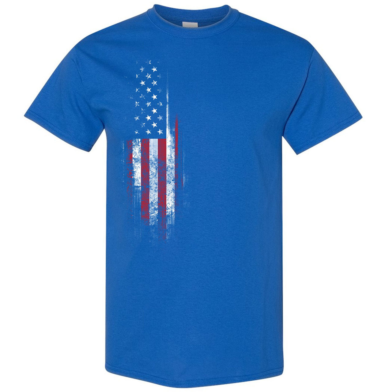 USA One Foams T Shirt | Distressed American Flag, Royal Blue