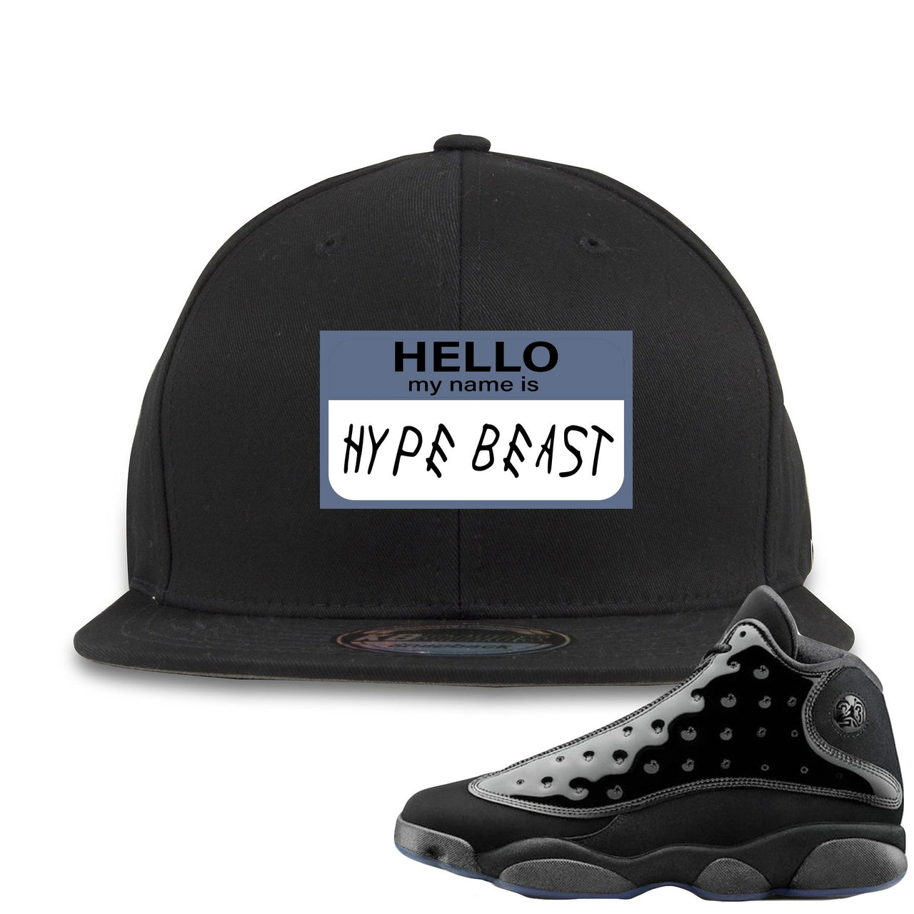 Cap and Gown 13s Snapback | Hello My Name is Hype Beast Woe Style, Black