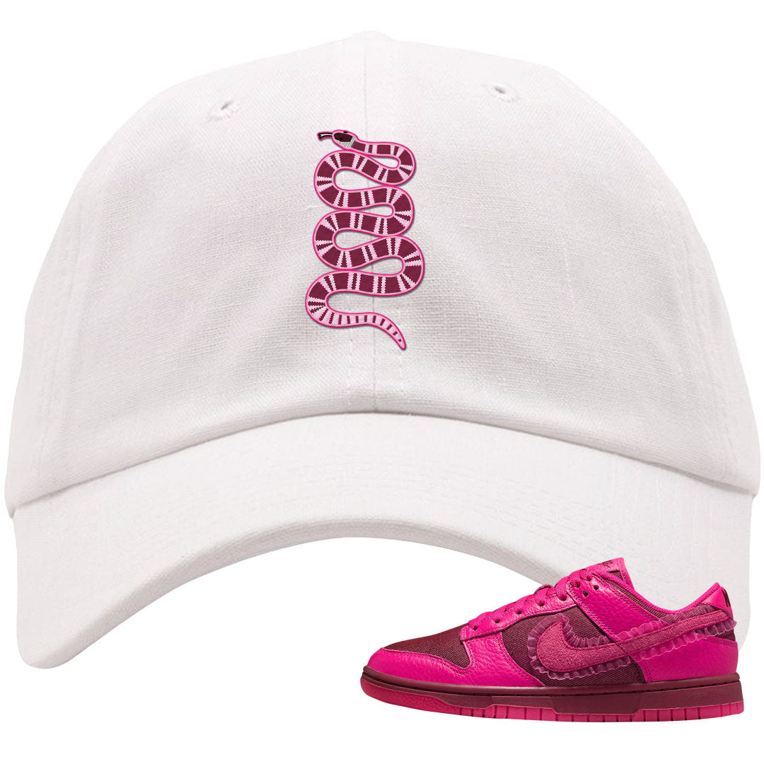 2022 Valentine's Day Low Dunks Dad Hat | Coiled Snake, White