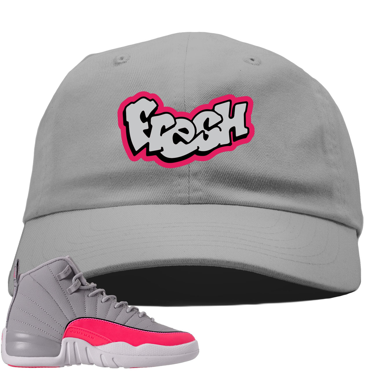 Grey Pink 12s Dad Hat | Fresh, Light Grey