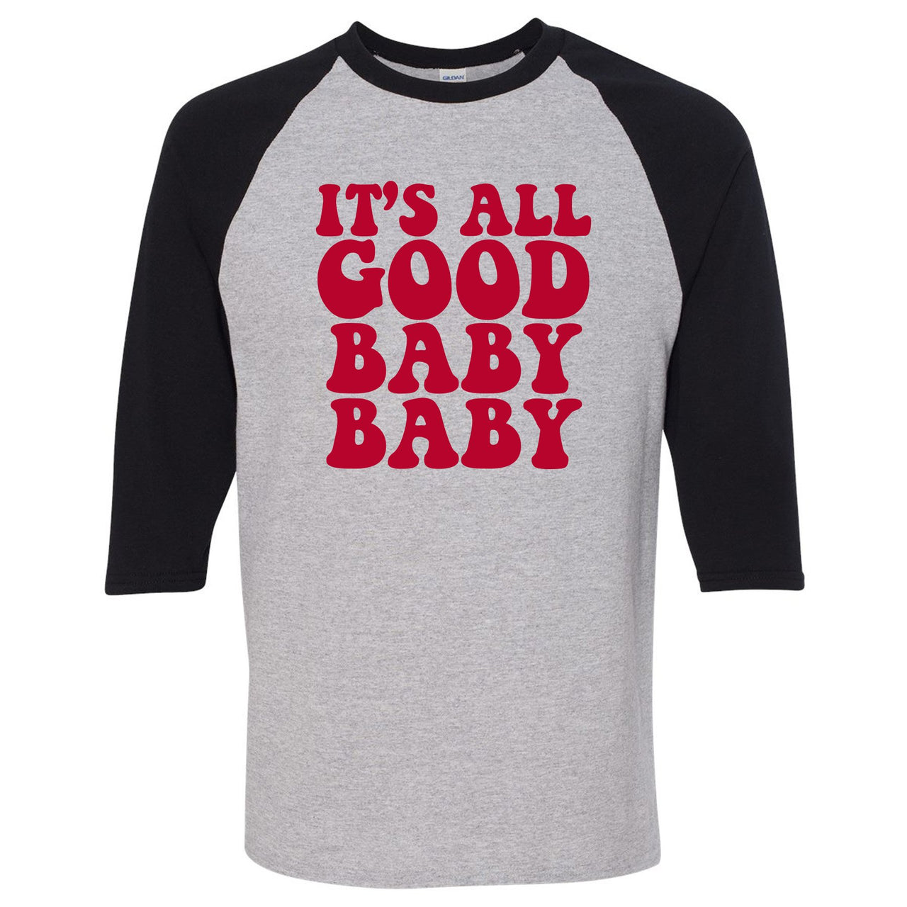 Bred 2019 4s Raglan T Shirt | It's All Good Baby Baby, Sports Grey and Black