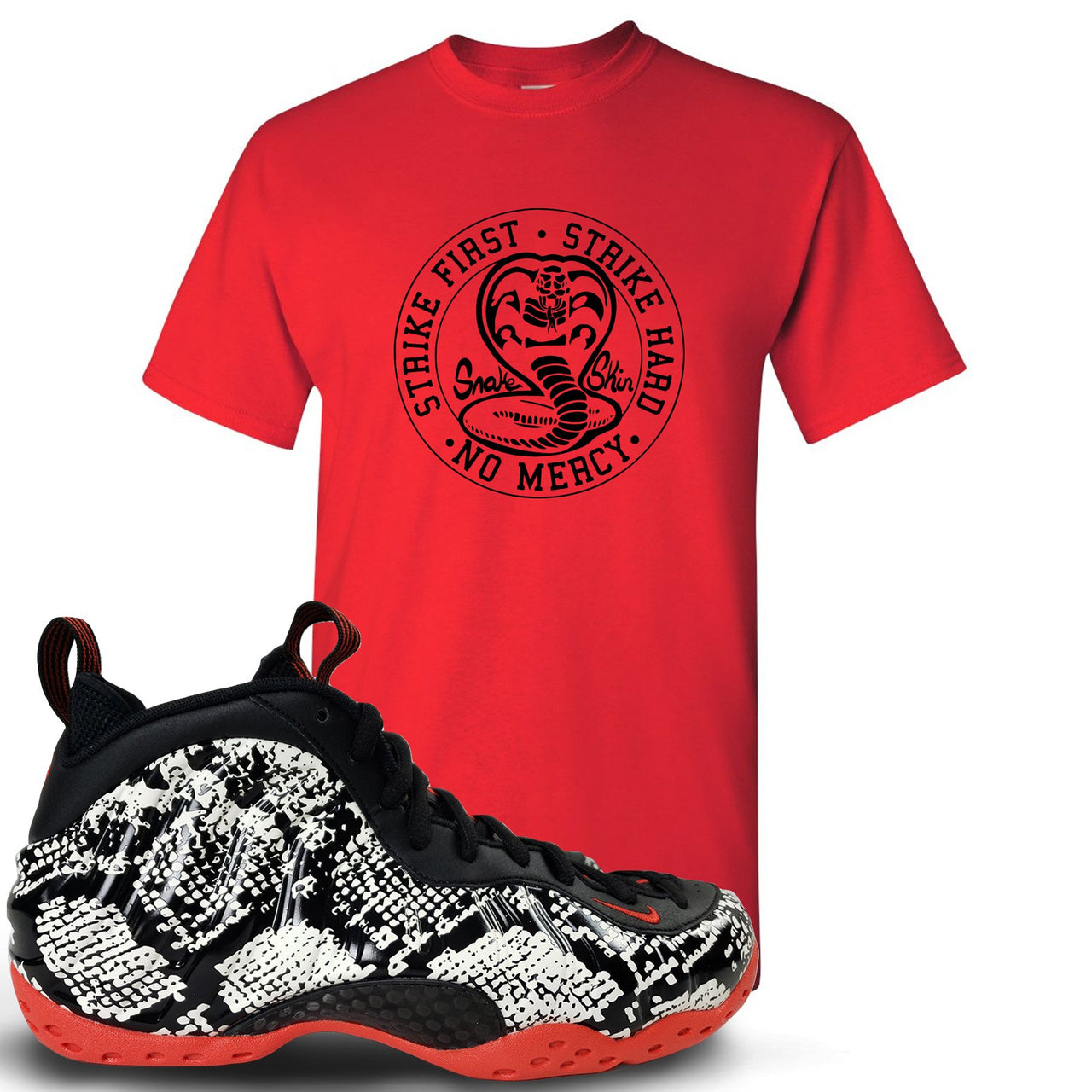 Snakeskin Foam Ones T Shirt | Cobra Snake, Red