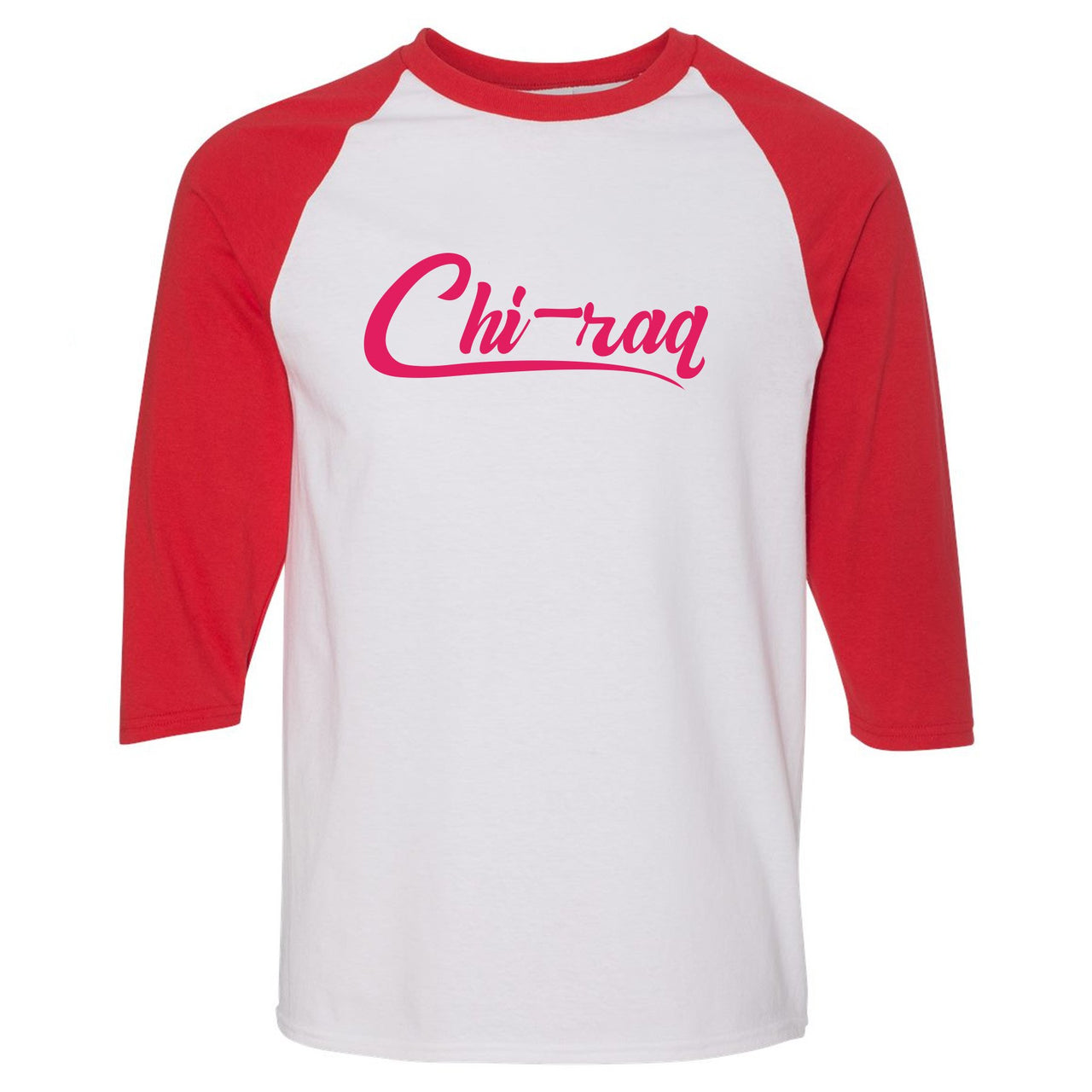 Grey Pink 12s Raglan T Shirt | Chiraq, White and Red