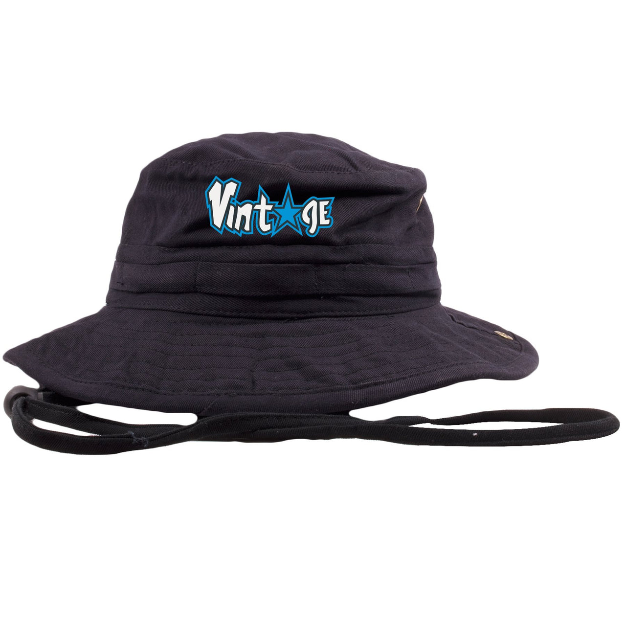 University Blue Blazers Bucket Hat | Vintage Logo with Star, Black