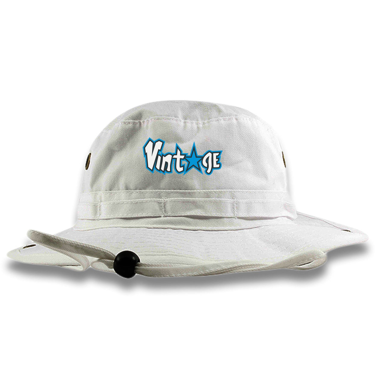 University Blue Blazers Bucket Hat | Vintage Logo with Star, White