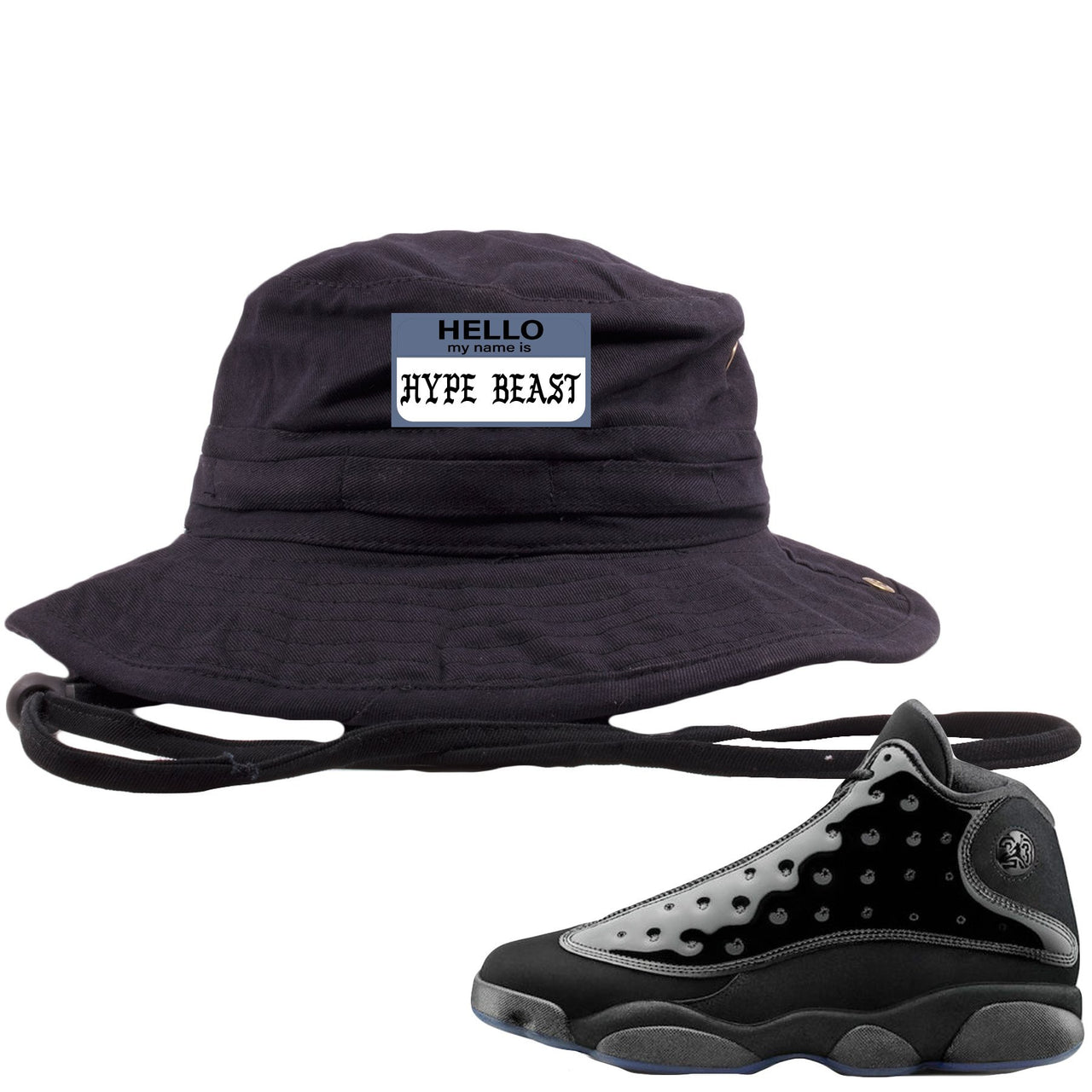 Cap and Gown 13s Bucket Hat | Hello My Name is Hype Beast Pablo Style, Black