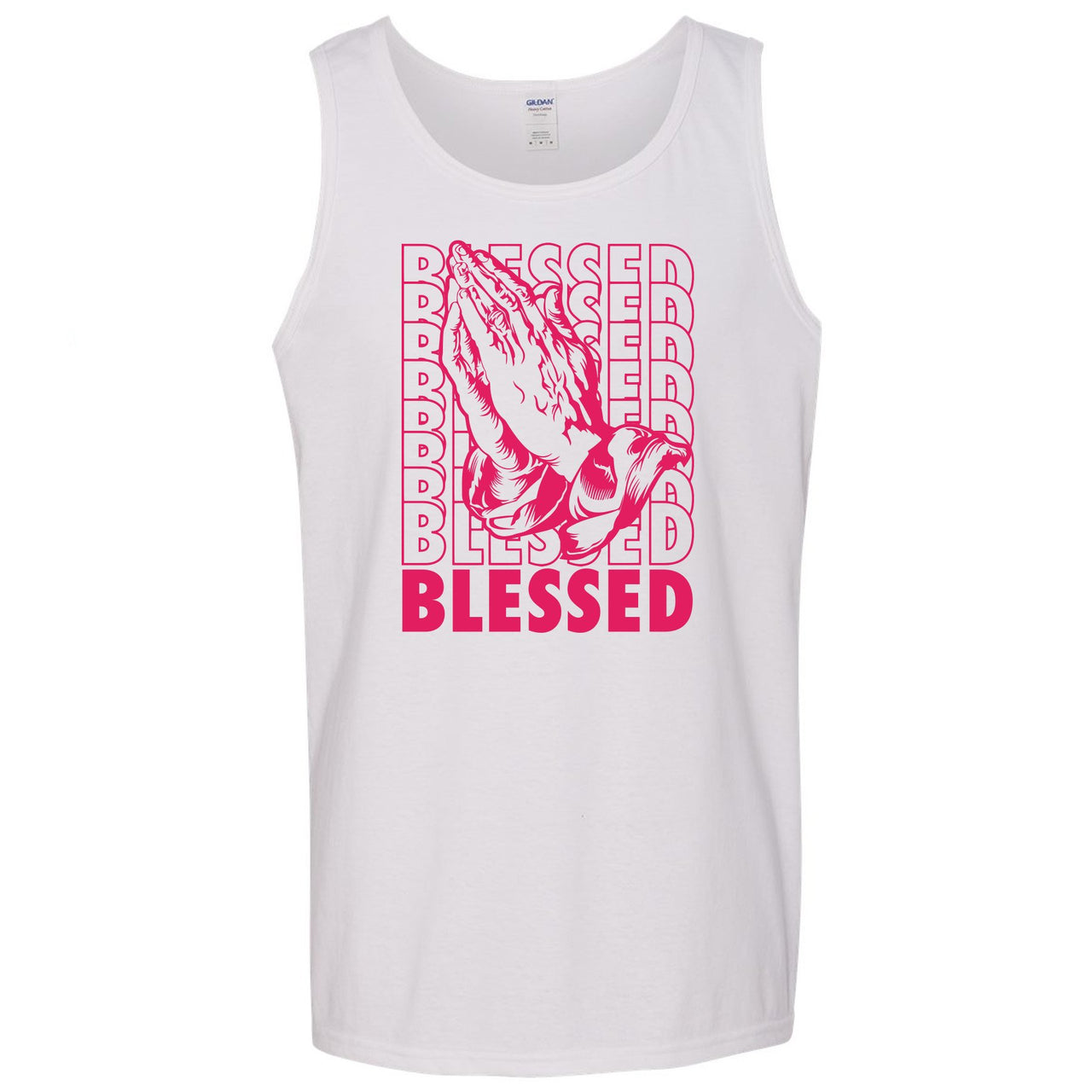 Grey Pink 12s Mens Tank Top | Blessed, White