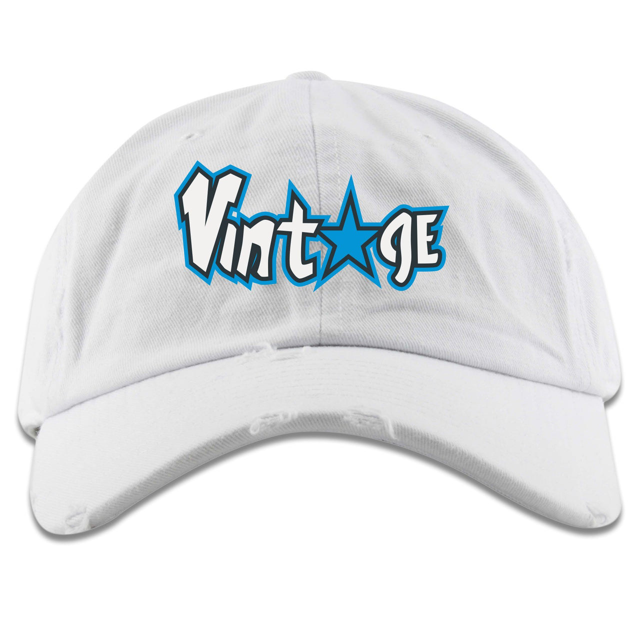 University Blue Blazers Distressed Dad Hat | Vintage Logo with Star, White