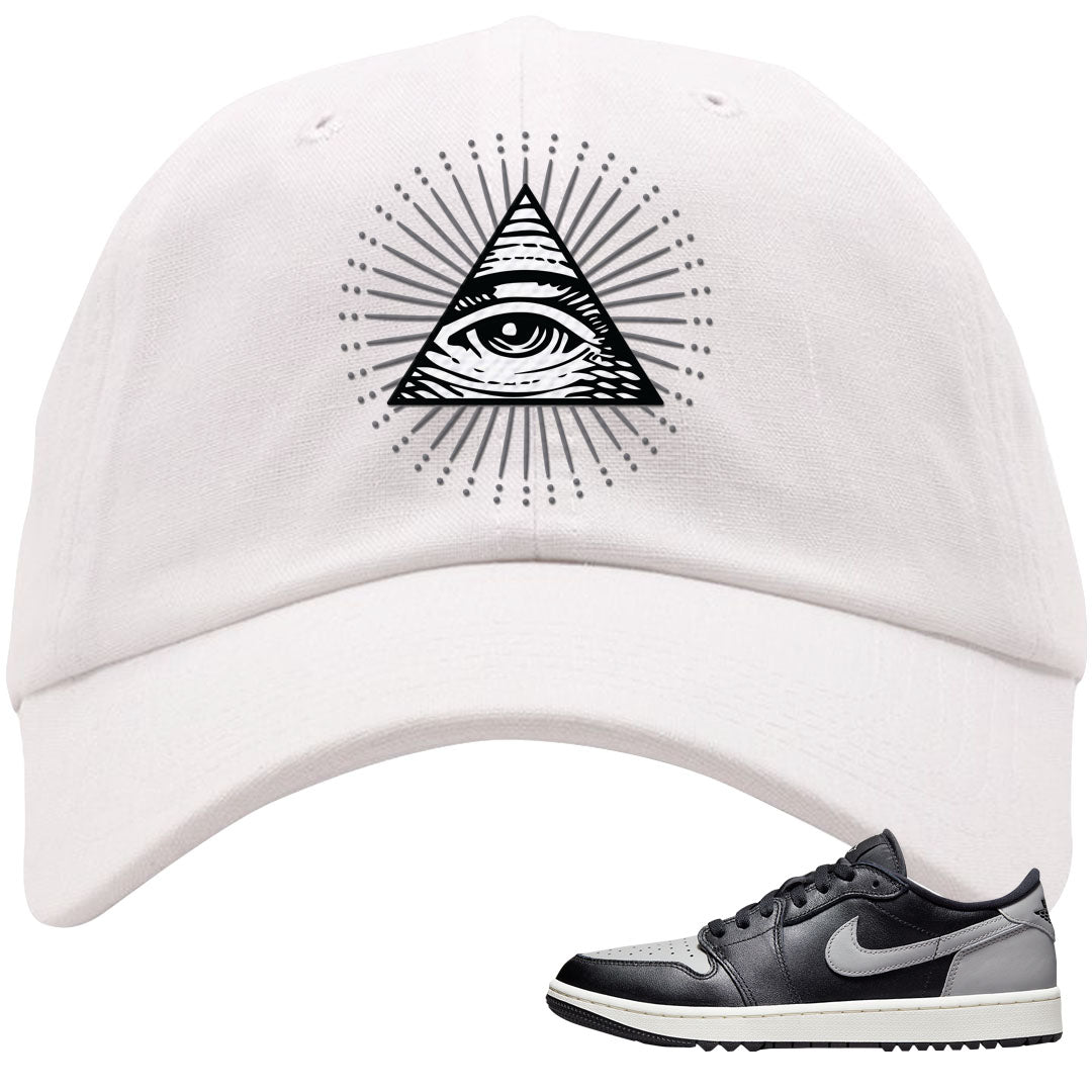 Shadow Golf Low 1s Dad Hat | All Seeing Eye, White