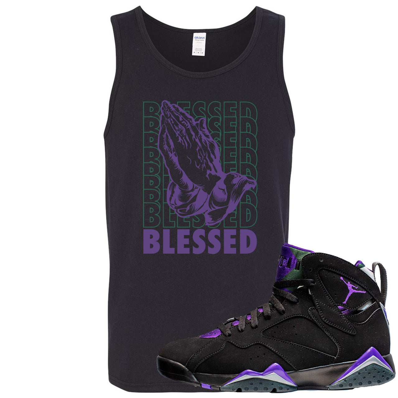 Ray Allen 7s Sneaker Hook Up Blessed Praying Hands Black Mens Tank Top