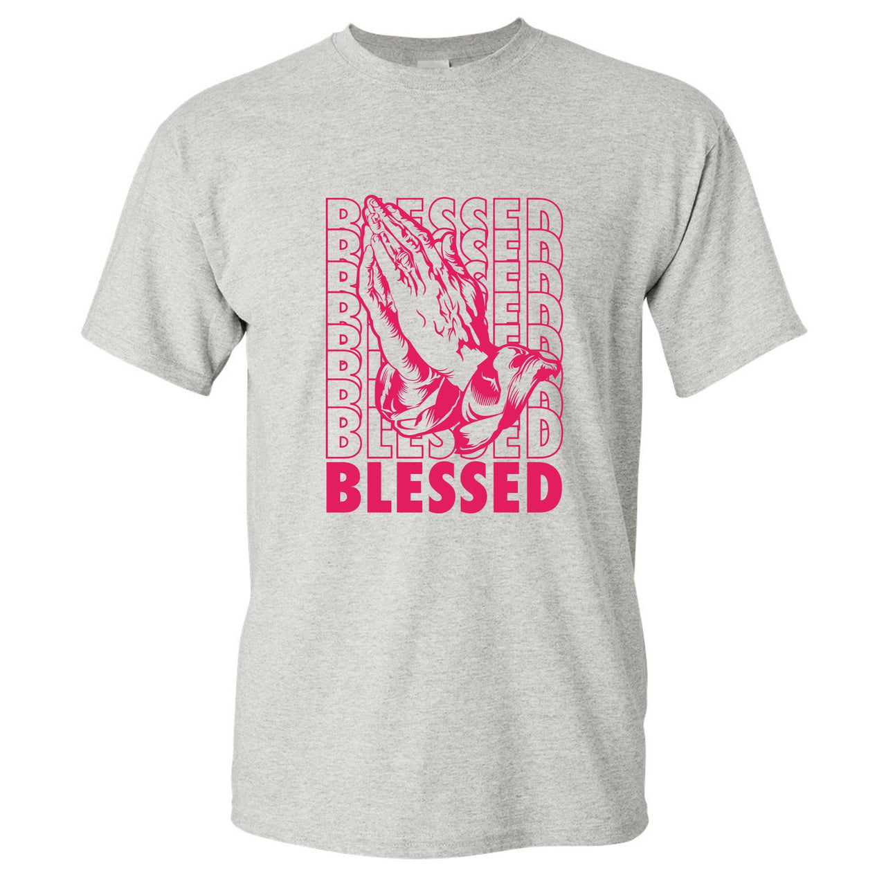 Grey Pink 12s T Shirt | Blessed, Sports Grey