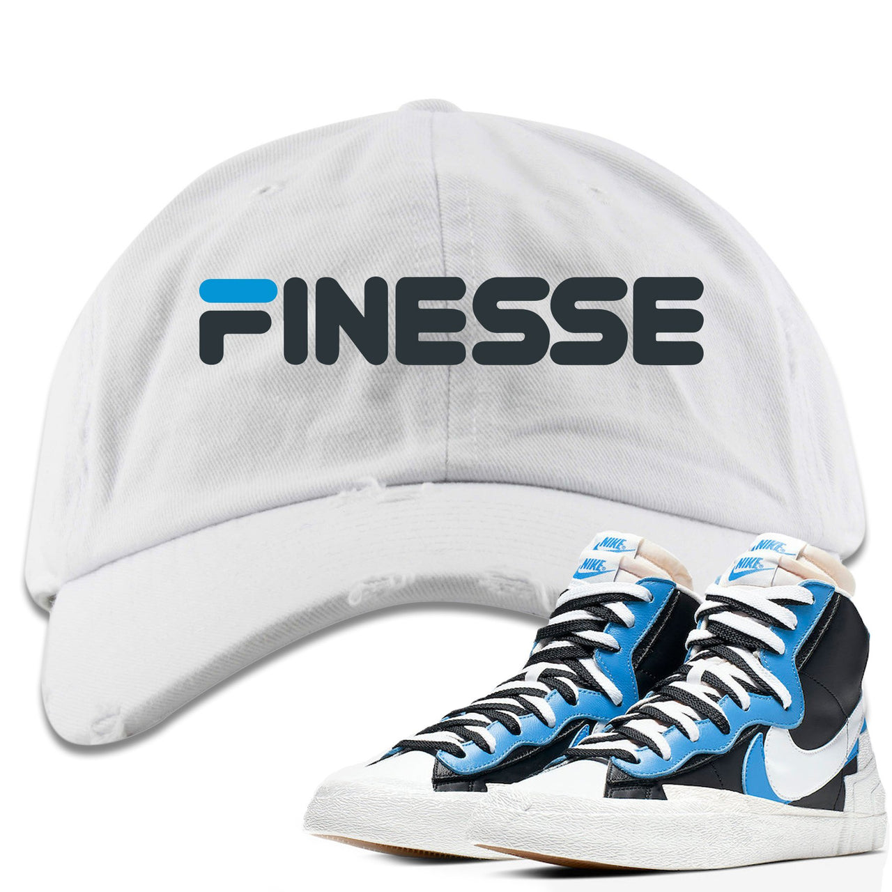 University Blue Blazers Distressed Dad Hat | Finesse, White