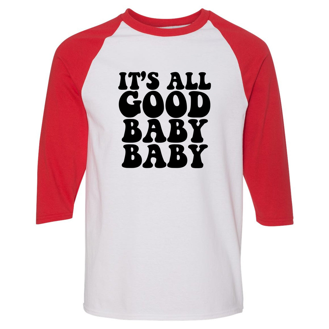 Reflections of a Champion 8s Raglan T Shirt | It's All Good Baby Baby, White and Red