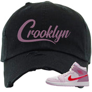 Valentine's Day Mid 1s Distressed Dad Hat | Crooklyn, Black