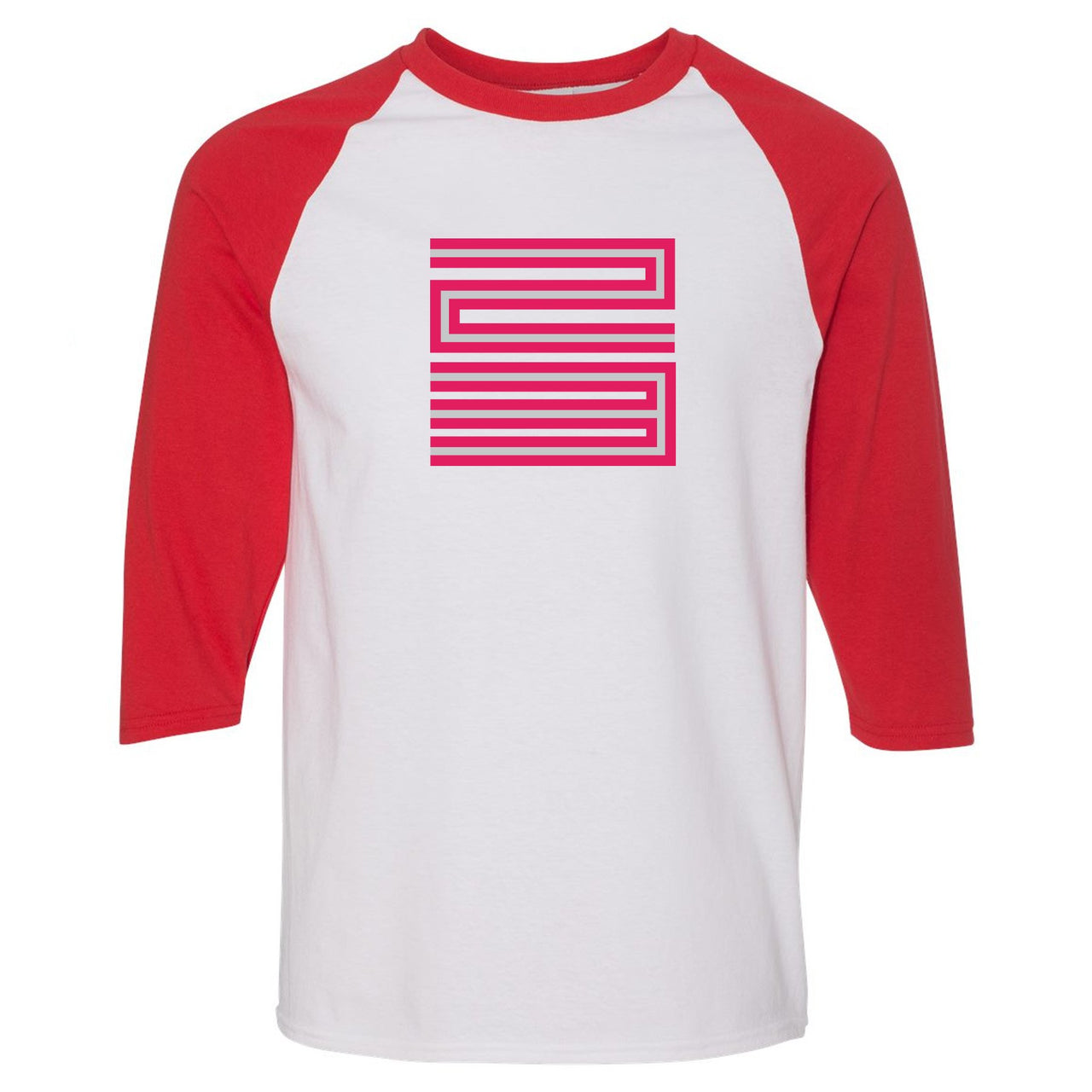 Grey Pink 12s Raglan T Shirt | 23, White and Red