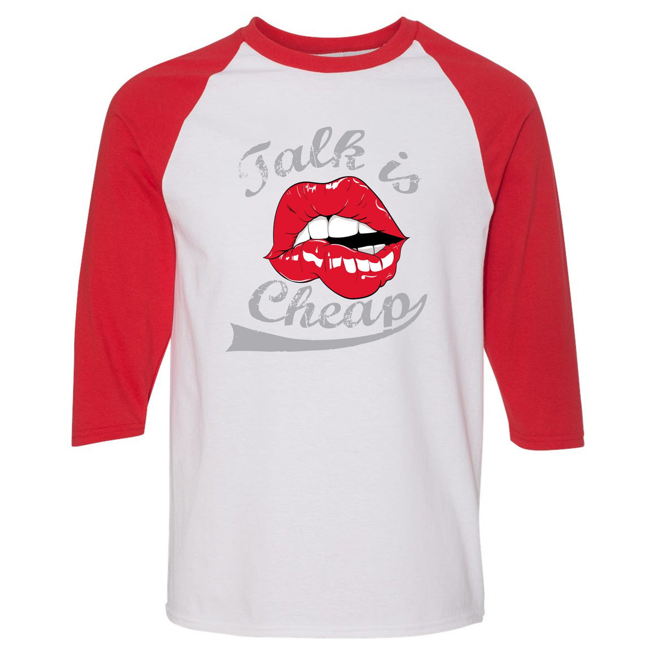 Reflections of a Champion 8s Raglan T Shirt | Talking Lips, White and Red