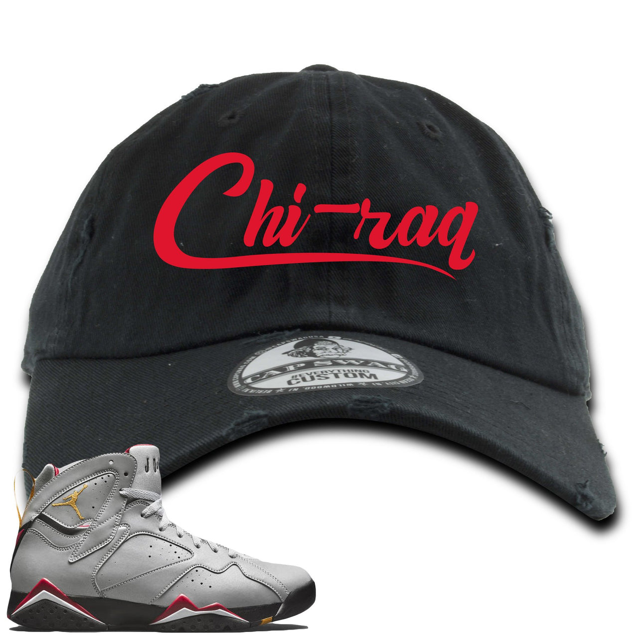 Reflections of a Champion 7s Distressed Dad Hat | Chiraq Script, Black