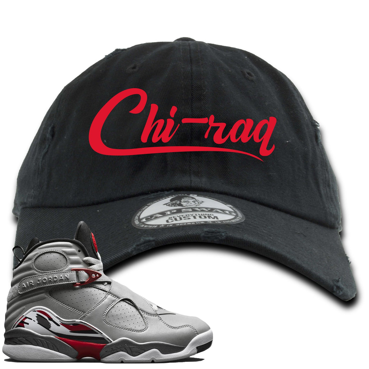 Reflections of a Champion 8s Distressed Dad Hat | Chiraq Script, Black
