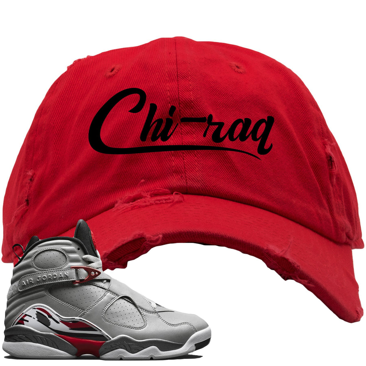 Reflections of a Champion 8s Distressed Dad Hat | Chiraq Script, Red
