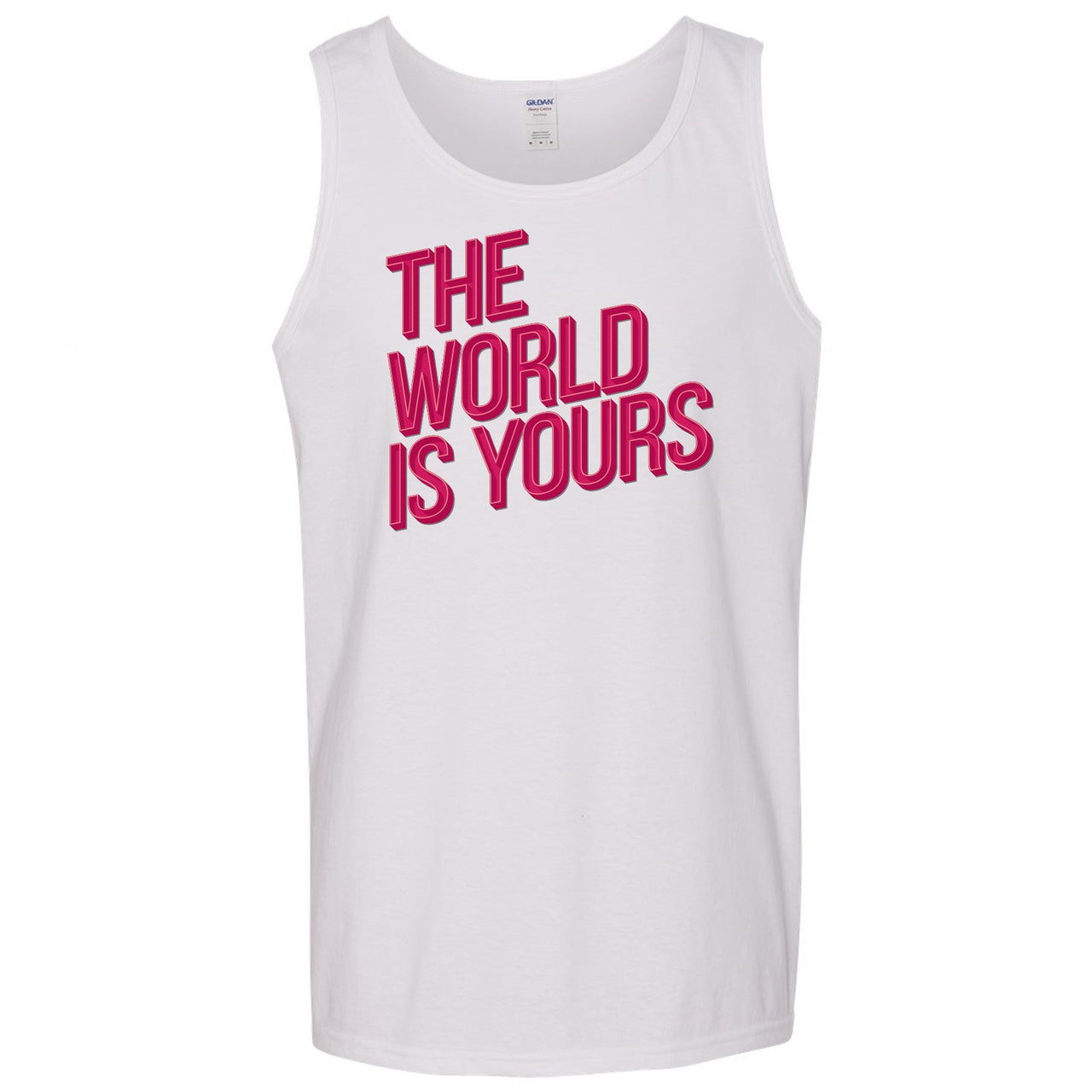 Grey Pink 12s Mens Tank Top | The World Is Yours, White