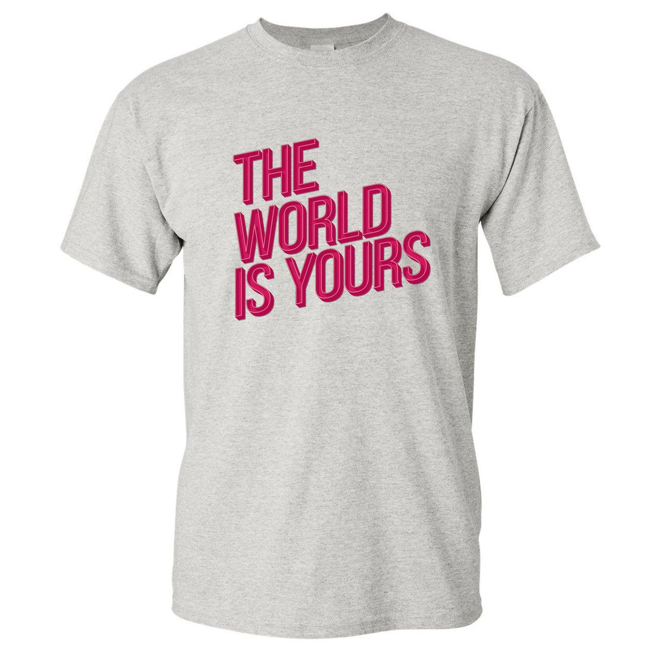 Grey Pink 12s T Shirt | The World Is Yours, Sports Grey