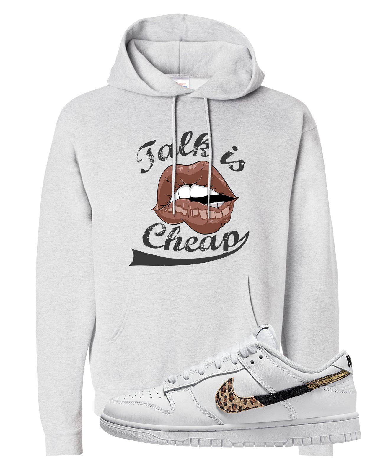 Primal White Leopard Low Dunks Hoodie | Talk Is Cheap, Ash