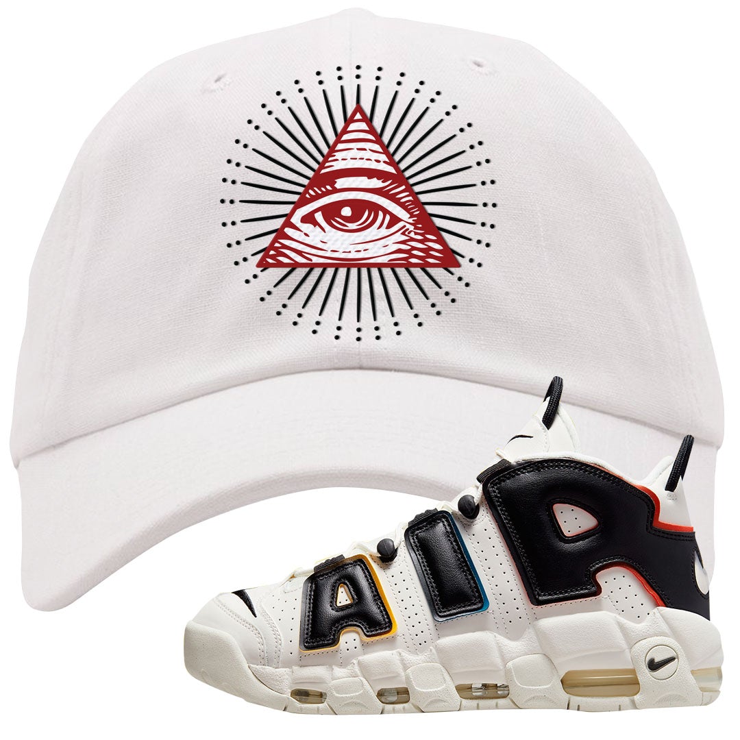 Multicolor Uptempos Dad Hat | All Seeing Eye, White